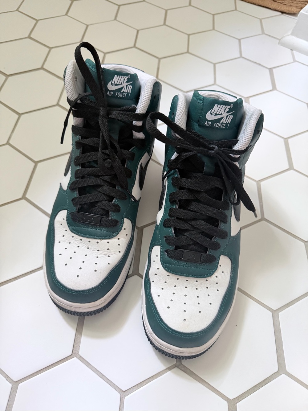 Nike Air Force One High Tops in Vintage Green